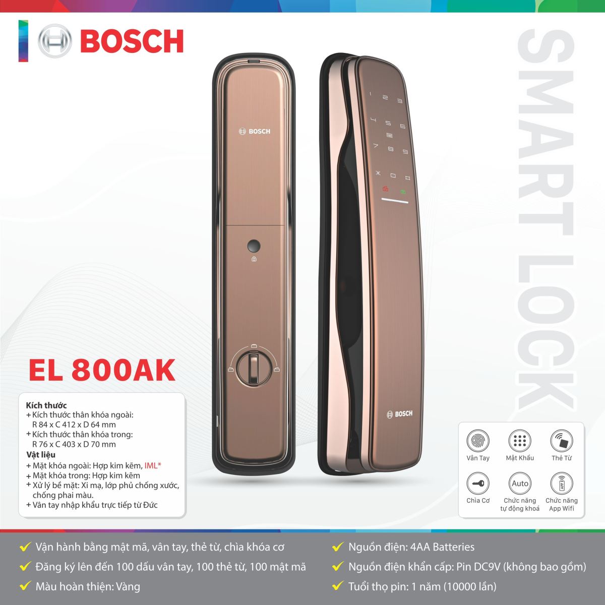 Khóa vân tay Bosch  EL800AK
