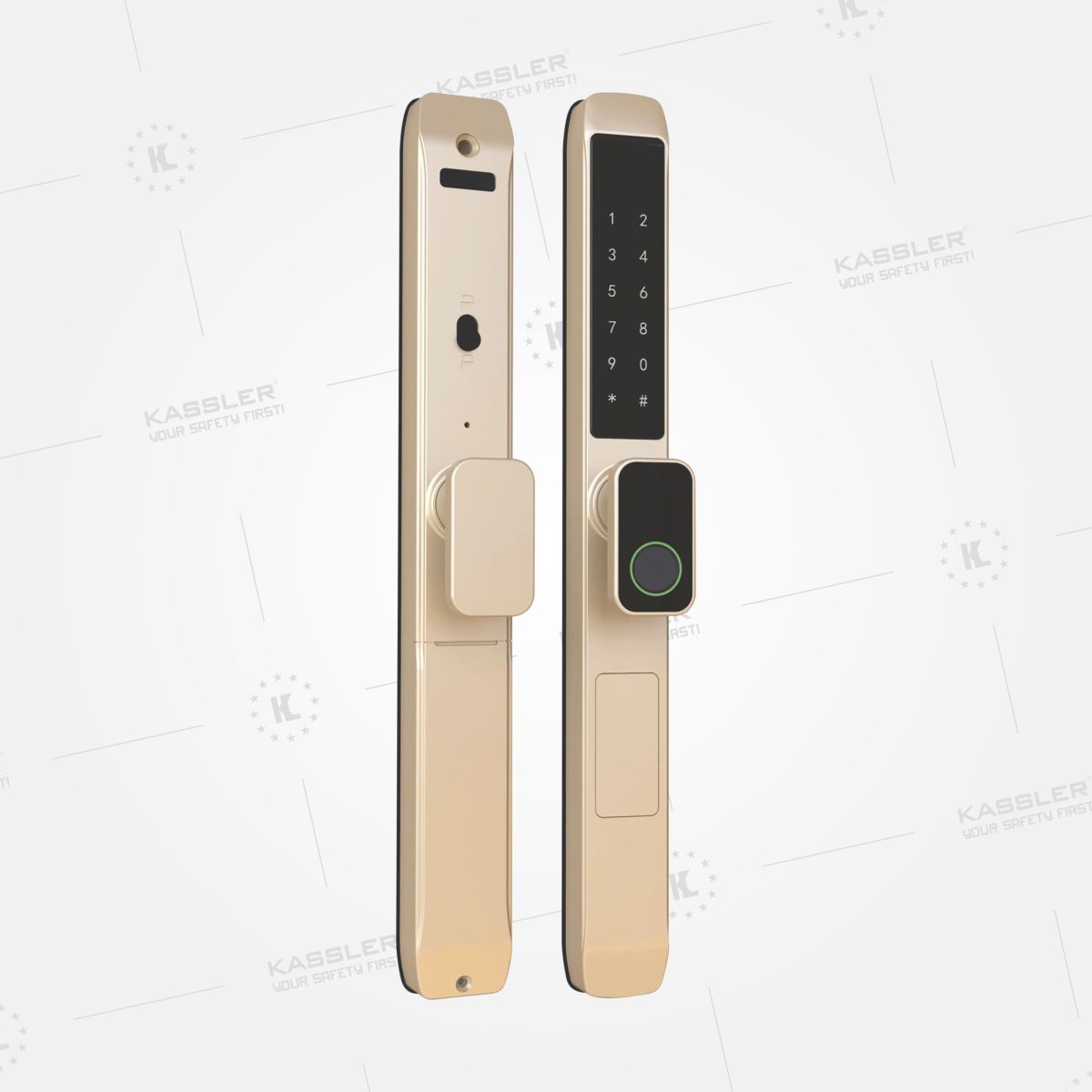 Khóa cửa nhôm Kassler KL-599 TN Champagne Gold App TTlock, Remote