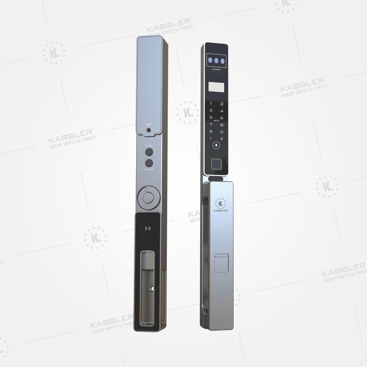 Khoá vân tay cửa nhôm Kassler KL-599 CNC 02 Grey