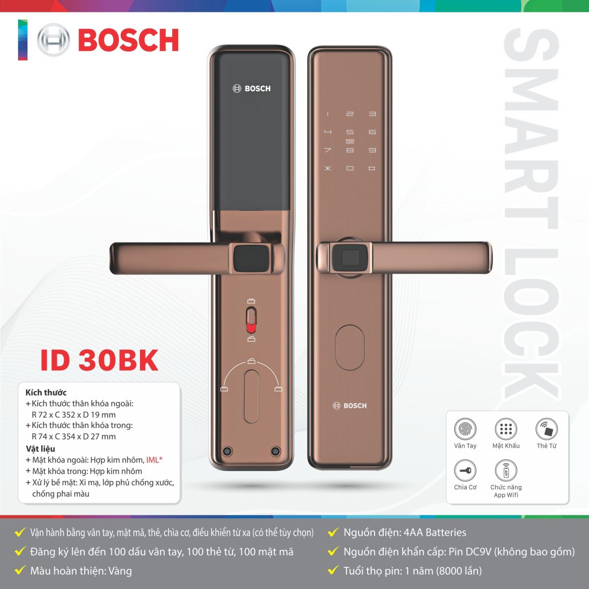 Khóa cửa vân tay Bosch ID30BK