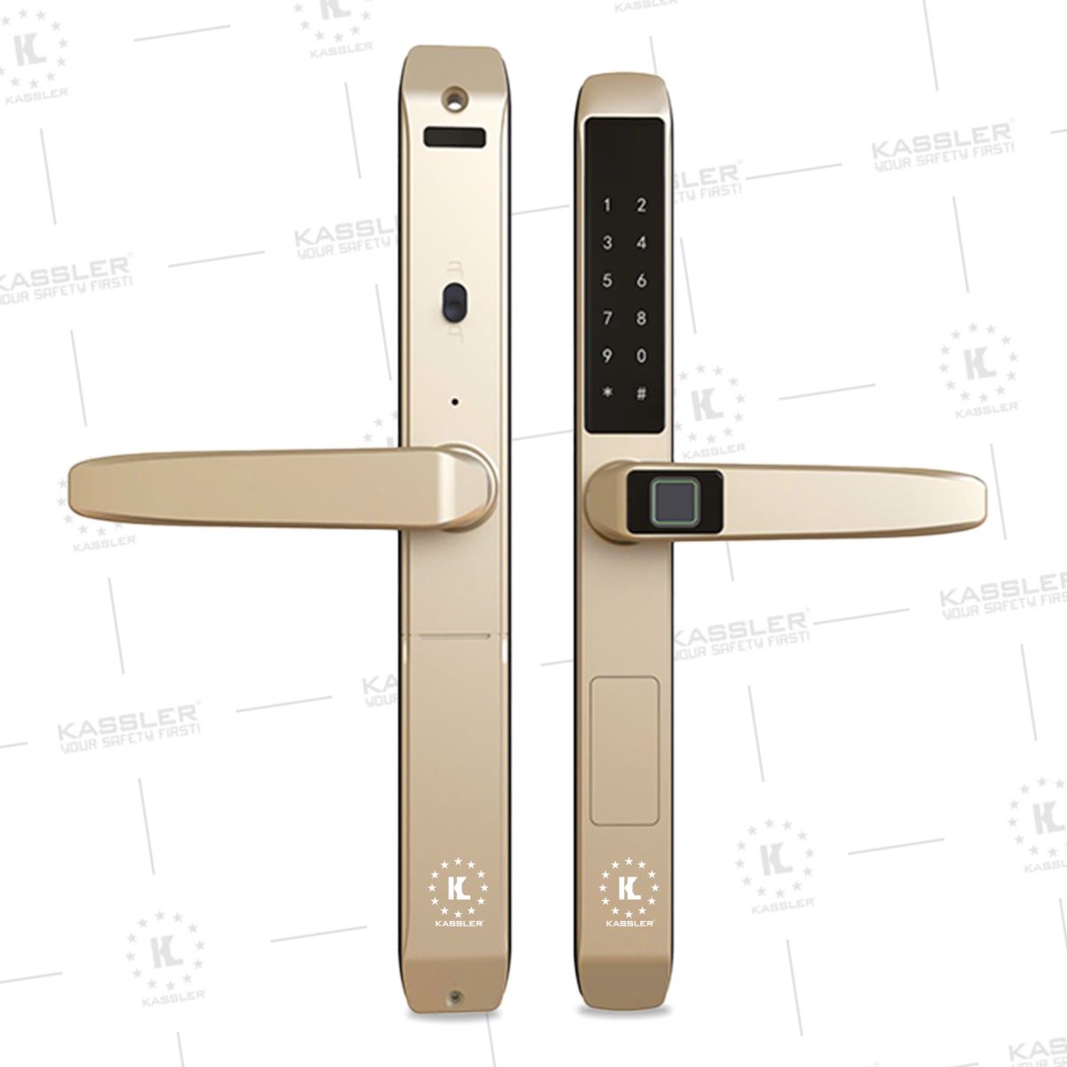 Khóa cửa nhôm Kassler KL-599TD Gold App TTlock, Remote