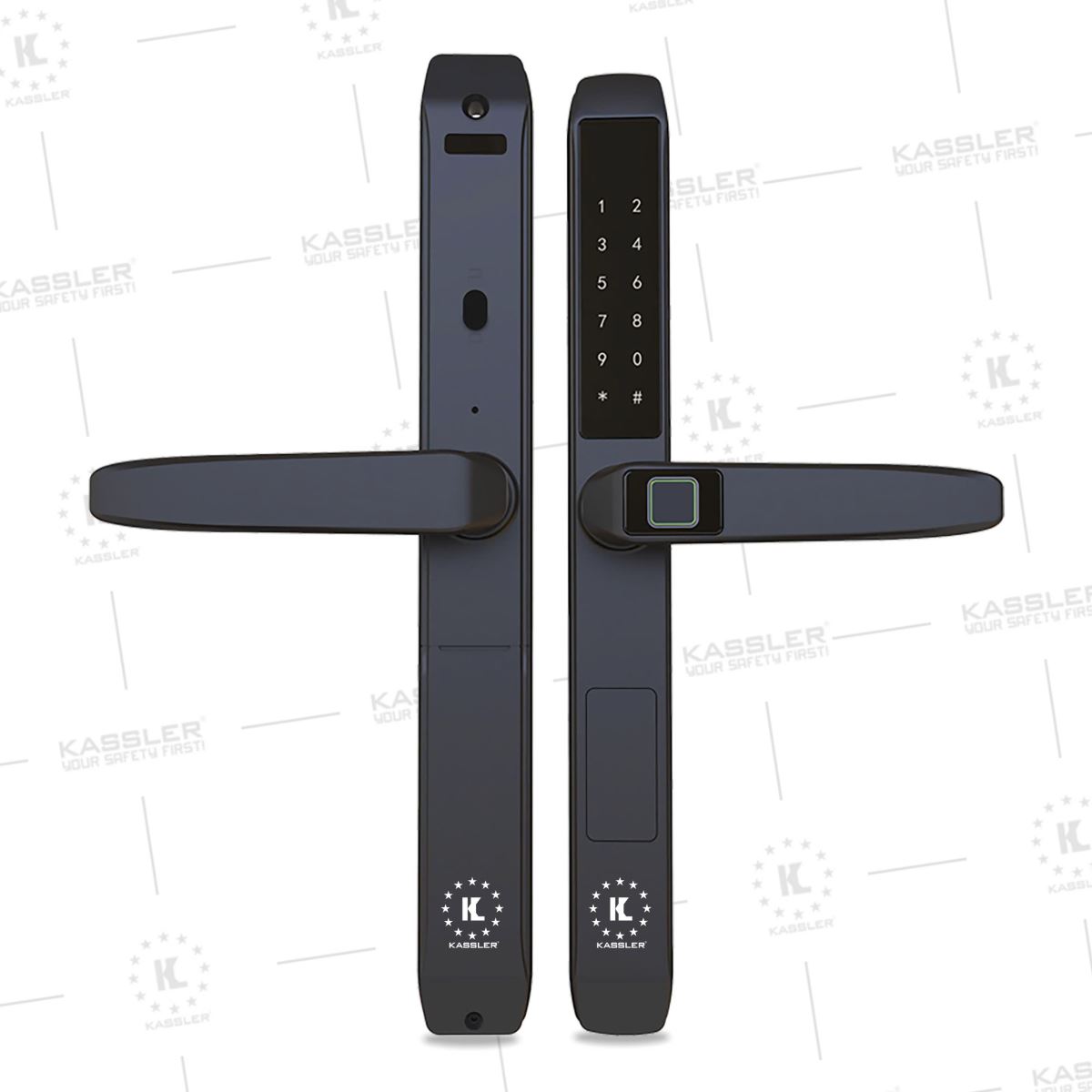 Khóa cửa nhôm Kassler KL-599TD Black App TTlock, Remote