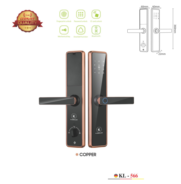 KHÓA CỬA THÔNG MINH KASSLER KL-566 COPPER