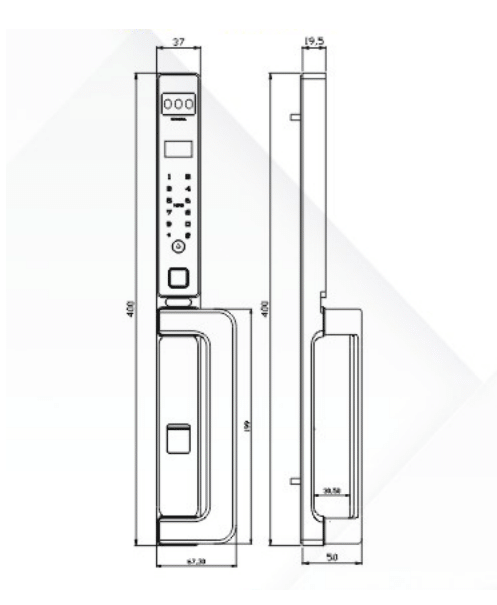 Khoá vân tay cửa nhôm Kassler KL-599 CNC 01 Grey App Tuya, Face ID 2 Khoá vân tay cửa nhôm Kassler KL-599 CNC 01 Grey App Tuya, Face ID - kl599 cnc 02 size - 2